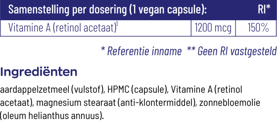 Vitamine A 4000 IE Vegan
