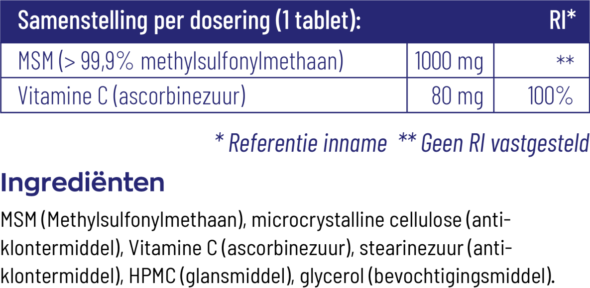 MSM 1000 mg met vitamine C