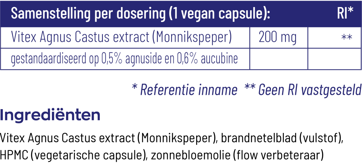 Vitex Agnus Castus 200 mg Monnikspeper