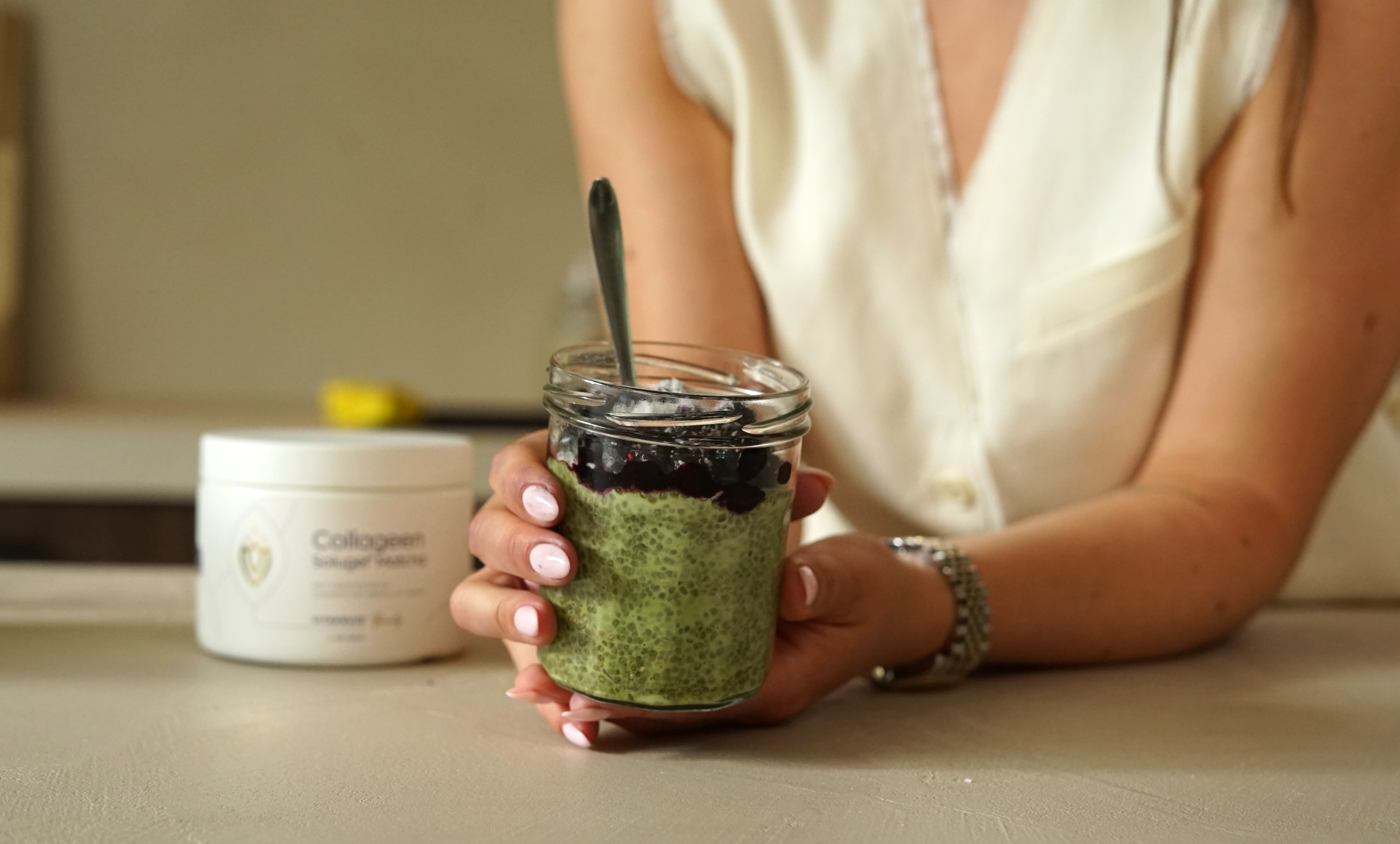 Matcha Collageen Chiapudding